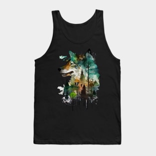 Wolves' Watercolor Symphony Tank Top